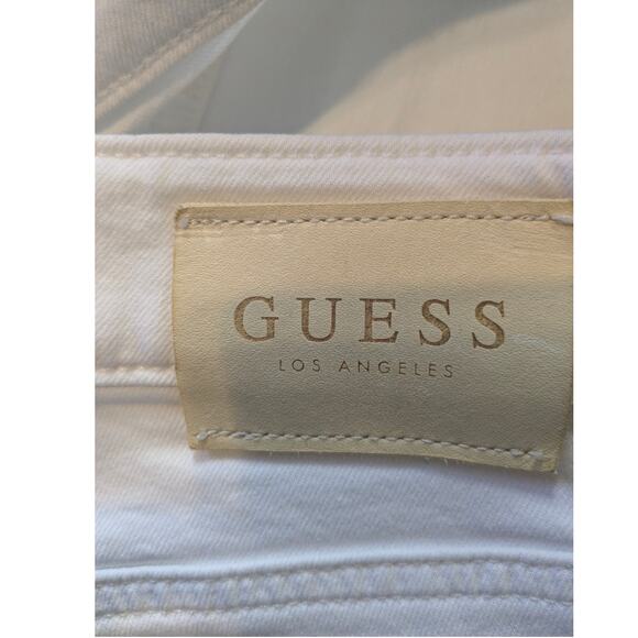 Guess High Rise Skinny Ankle Jeans White Sz 34 Distressed - Picture 8 of 8